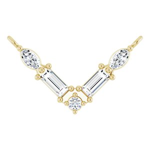 Ladies Natural Diamond V Necklace Center (Si2-Si3, Ghi) — 14K Yellow Gold
