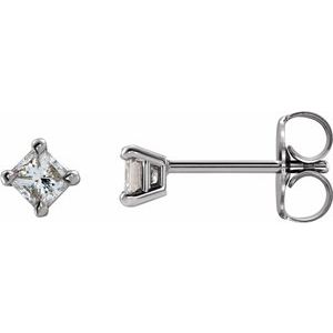 Ladies Natural Diamond Earrings — 14K White Gold