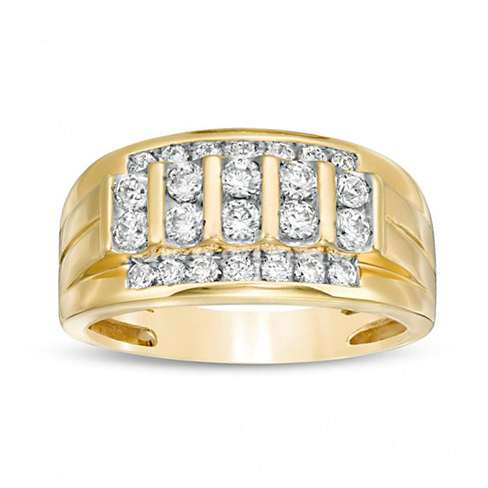 MEN'S BAND 1.00CT ROUND DIAMOND 10K YELLOW GOLD