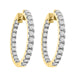 LADIES HOOPS EARRINGS 1.50CT ROUND DIAMOND 14K YELLOW GOLD
