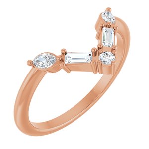 Ladies Natural Diamond V Ring (SI2-SI3, G-H) — 14K Rose Gold