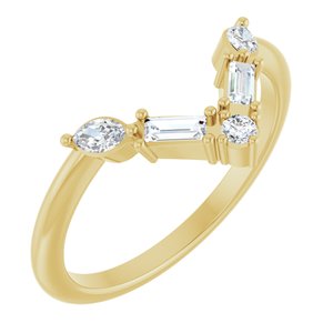 Ladies Natural Diamond V Ring (SI2-SI3, G-H) — 14K Yellow Gold