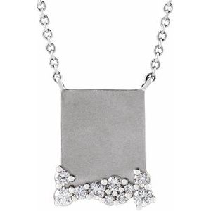 Ladies Engravable Natural Diamond Necklace (I1, G-H) — 14K White Gold