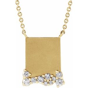 Ladies Engravable Natural Diamond Necklace (I1, G-H) — 14K Yellow Gold