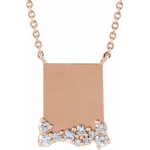 Ladies Engravable Natural Diamond Necklace (I1, G-H) — 14K Rose Gold