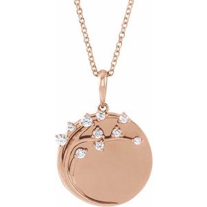 Ladies Natural Diamond Engravable Family Tree Necklace (I1, G-H) — 14K Rose Gold