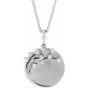 Ladies Natural Diamond Engravable Family Tree Necklace (I1, G-H) — Sterling Silver