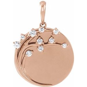 Ladies Natural Diamond Engravable Family Tree Pendant (I1, G-H) — 14K Rose Gold