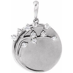 Ladies Natural Diamond Engravable Family Tree Pendant (Si2-Si3, G-H) — Platinum