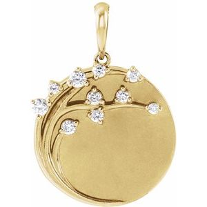 Ladies Natural Diamond Engravable Family Tree Pendant (I1, G-H) — 14K Yellow Gold