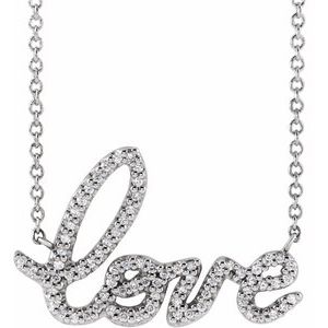 Ladies Natural Diamond Love Necklace (Si2-Si3, G-H) — Platinum