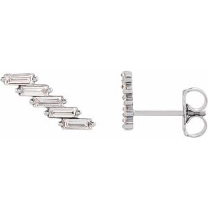 Ladies Natural Diamonds Ear Climber — 14K White Gold