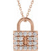 Ladies Natural Diamond Lock Necklace (I1, G-H) — 14K Rose Gold