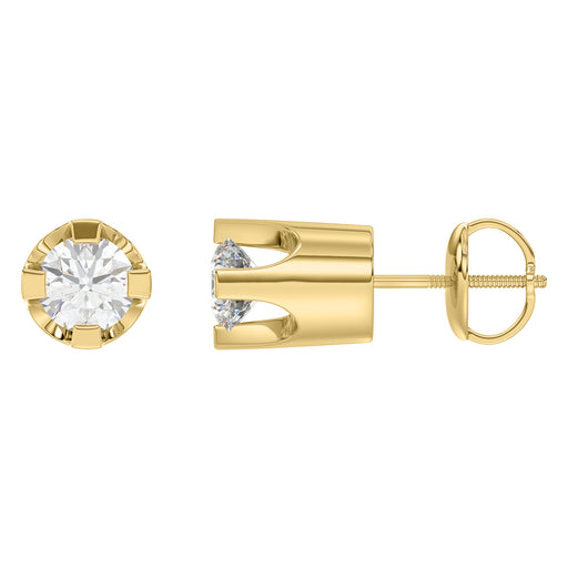 Elegant 14K Yellow Gold Diamond Solitaire Earrings 0.15CT Round Diamond Jewelry For Women