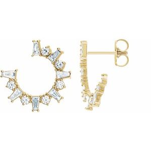 Ladies Natural Diamond Front-Facing Hoop Earrings (SI2-I1, GHI) — 14K Yellow Gold
