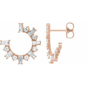 Ladies Natural Diamond Front-Facing Hoop Earrings (SI2-I1, GHI) — 14K Rose Gold