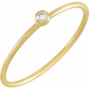 Ladies Natural Diamond Stackable Ring Size 4 (Si1, G+) — 14K Yellow Gold