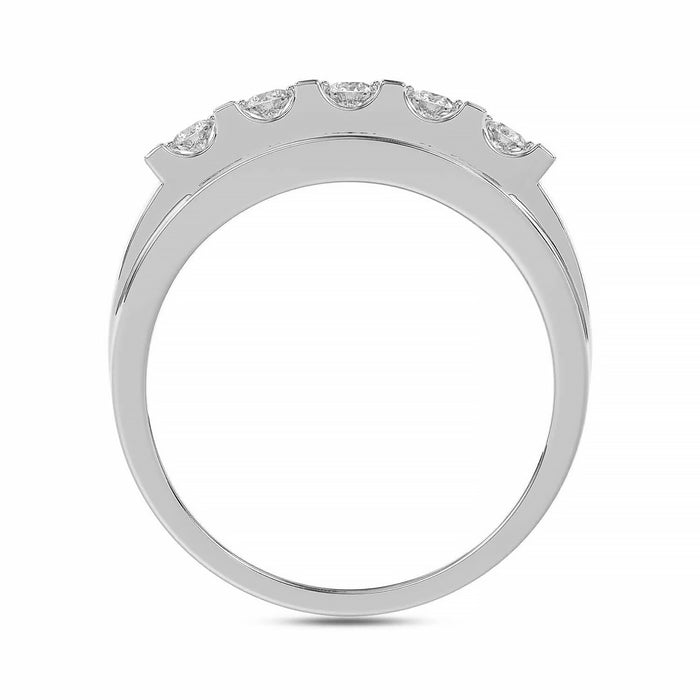 MEN'S BAND 1.50CT ROUND DIAMOND 10K WHITE GOLD