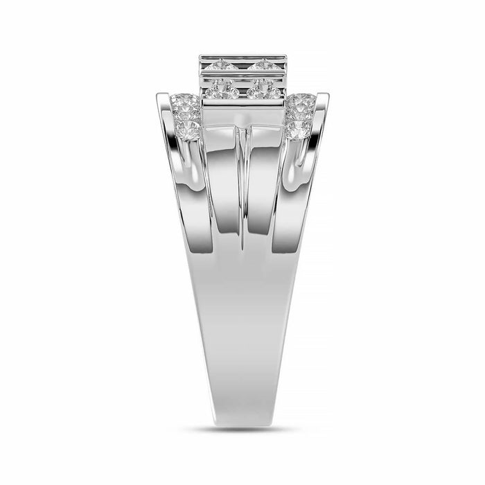 MEN'S BAND 1.50CT ROUND DIAMOND 10K WHITE GOLD