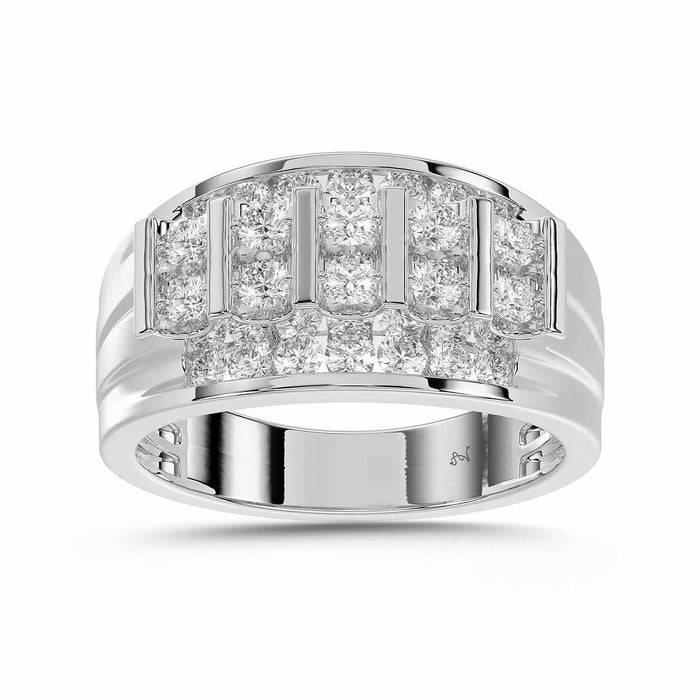 MEN'S BAND 1.50CT ROUND DIAMOND 10K WHITE GOLD