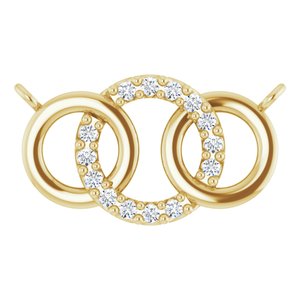 Ladies Natural Diamond Interlocking Circle Necklace Center (I1, G-H) — 14K Yellow Gold