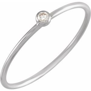 Ladies Natural Diamond Stackable Ring Size 4 (Si1, G+) — 14K White Gold