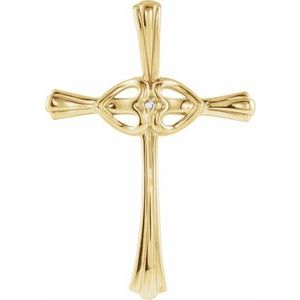 Ladies Natural Diamond Cross Pendant (Si1, G-H) — 14K Yellow Gold