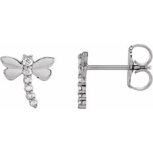 Ladies Natural Diamond Dragonfly Earrings — Platinum