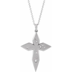 Ladies Natural Diamond Cross Necklace (Si2-Si3, G-H) — Platinum
