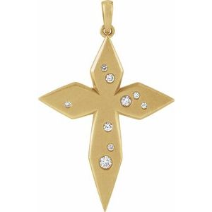Ladies Natural Diamond Cross Pendant (I1, G-H) — 14K Yellow Gold
