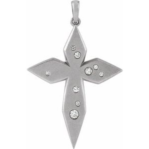 Ladies Natural Diamond Cross Pendant (I1, G-H) — 14K White Gold