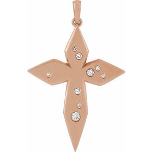 Ladies Natural Diamond Cross Pendant (I1, G-H) — 14K Rose Gold