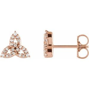 Ladies Natural Diamond Celtic-Inspired Trinity Earrings — 14K Rose Gold