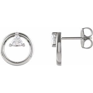 Ladies Natural Diamond Geometric Earrings — Sterling Silver