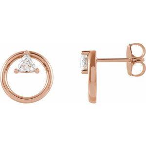 Ladies Natural Diamond Geometric Earrings — 14K Rose Gold