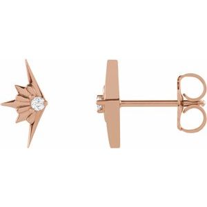 Ladies Natural Diamond Starburst Earrings — 14K Rose Gold