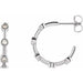 Ladies Natural Diamond Bezel-Set Hoop Earrings — Sterling Silver