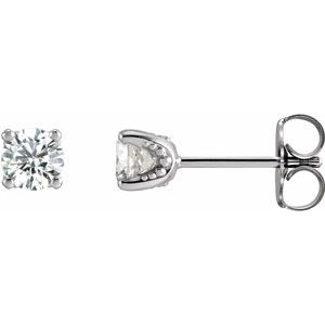 Ladies Natural Diamond Stud Earrings — 14K White Gold