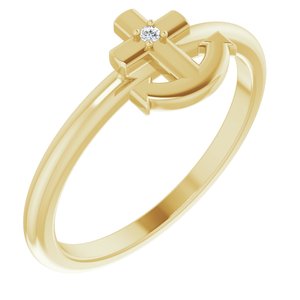Ladies Natural Diamond Cross Anchor Ring (I1, G-H) — 14K Yellow Gold