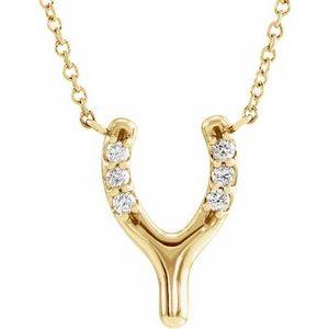 Ladies Natural Diamond Petite Wishbone Necklace (I1, G-H) — 14K Yellow Gold
