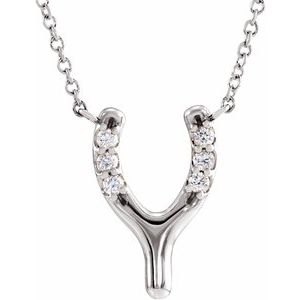 Ladies Natural Diamond Petite Wishbone Necklace (Si2-Si3, G-H) — Platinum