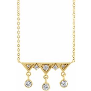 Ladies Natural Diamond Fringe Bar Necklace (I1, G-H) — 14K Yellow Gold