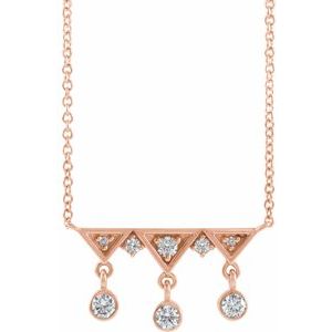 Ladies Natural Diamond Fringe Bar Necklace (I1, G-H) — 14K Rose Gold