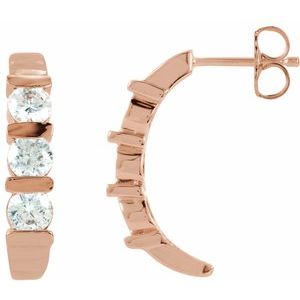 Ladies Natural Diamond J-Hoop Earrings (I1, G-H) — 14K Rose Gold