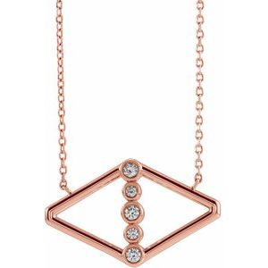 Ladies Natural Diamond Geometric Necklace (I1, G-H) — 14K Rose Gold