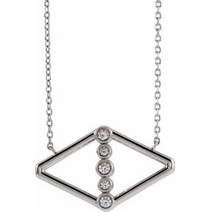 Ladies Natural Diamond Geometric Necklace (I1, G-H) — 14K White Gold