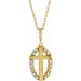 Ladies Natural Diamond Halo-Style Cross Necklace (I1, G-H) — 14K Yellow Gold