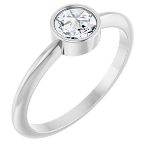 Ladies Rose-Cut Natural Diamond Stackable Ring (VS1-SI1, GHI) — 14K White Gold