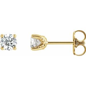 Ladies Natural Diamond Stud Earrings — 14K Yellow Gold