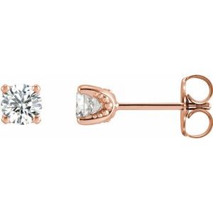Ladies Natural Diamond Stud Earrings — 14K Rose Gold